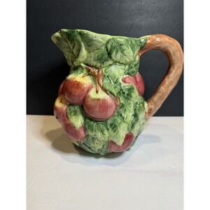 Vintage World Bazaar Majolica Apple Pitcher 8" Fruit Ceramic Jug